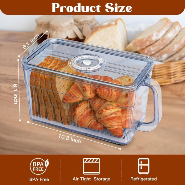 2 PCS Bread Box for Homemade Bread Airtight Bread Boxes for Kitchen Counter, Time Recording Bread Storage Container with Handle Grey - Image 7