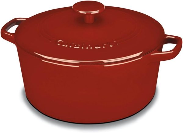 Cuisinart Chef's Classic Enameled Cast Iron Round Covered Casserole (Cardinal Red, 5- Quart)