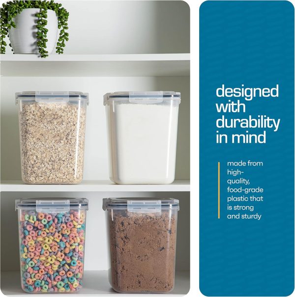 Flour Sugar Storage Containers (5.3L/4pk) Great Rice Canisters Sets For The Kitchen pantry, Large Food Storage Containers With Lids Airtight - Image 5