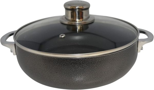 IMUSA USA CHI-00084 3.2Qt Nonstick Charcoal Caldero (Dutch Oven) with Glass Lid, 3.2 Quart