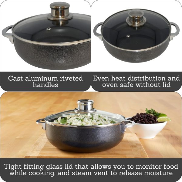 IMUSA USA CHI-00084 3.2Qt Nonstick Charcoal Caldero (Dutch Oven) with Glass Lid, 3.2 Quart - Image 2