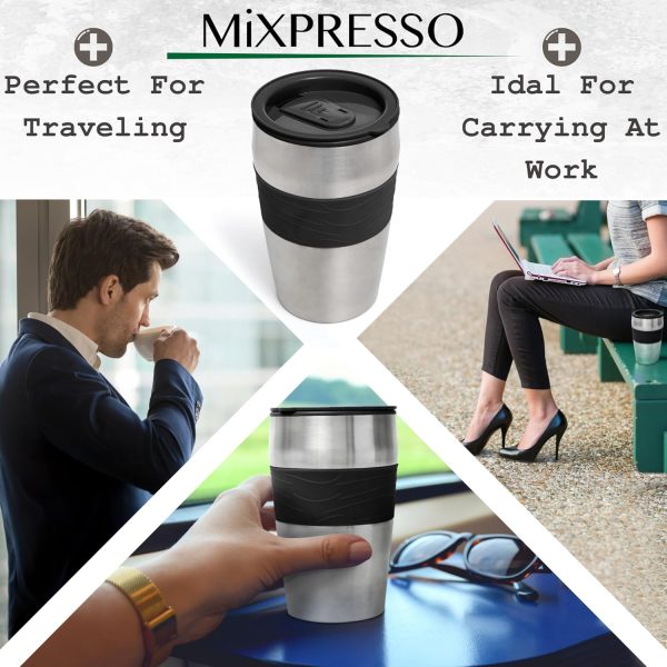 Mixpresso Personal Single Serve Coffee Maker & 14oz Travel Mug, Drip Small Coffee Maker & Tumbler, Auto Shut Off & Reusable Filter, Compatible with Coffee Grounds - Image 6