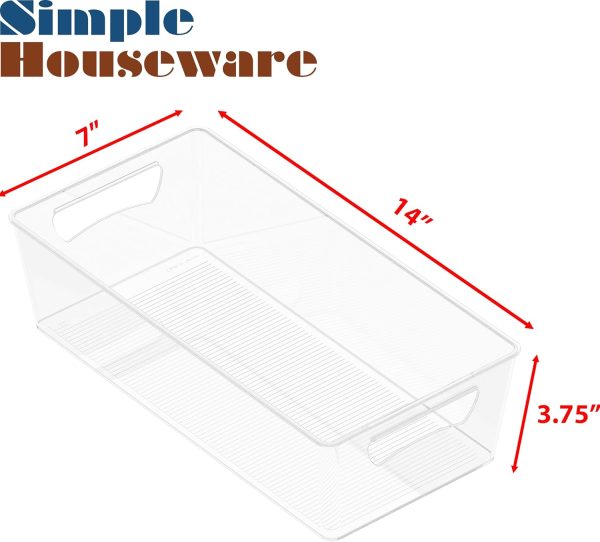 Simple Houseware 4 Pcs Pantry Clear Bin Storage Organizer, 14" x 7" x 3.75" - Image 2