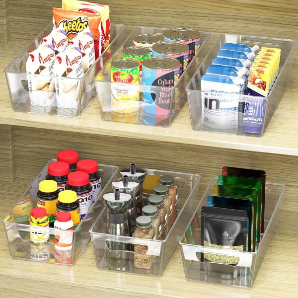 Simple Houseware 4 Pcs Pantry Clear Bin Storage Organizer, 14" x 7" x 3.75" - Image 4